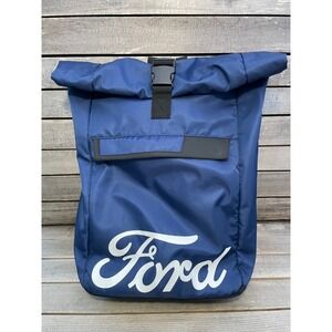 Ford Motor Company Navy Blue Roll Top Backpack Laptop Bag Official Licensed Rare